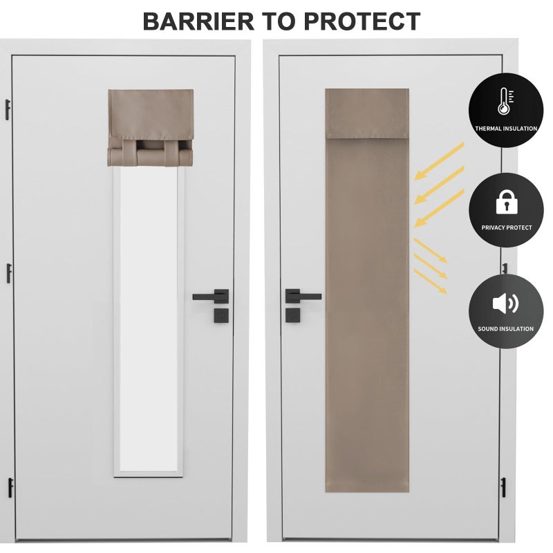 YSYY 100% Blackout French Door Curtains, Wrinkle Free, Room Darkening, Blocks Light and Heat Through Glass. Drill-Free, Easy Installed Door Window Curtains. (Mocha,1 Panel, 12""x 70"") - Image 4